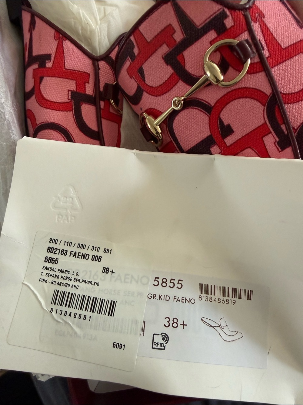 Gucci Pink and Red Logo Horsebit Mules - Picture 3 of 6